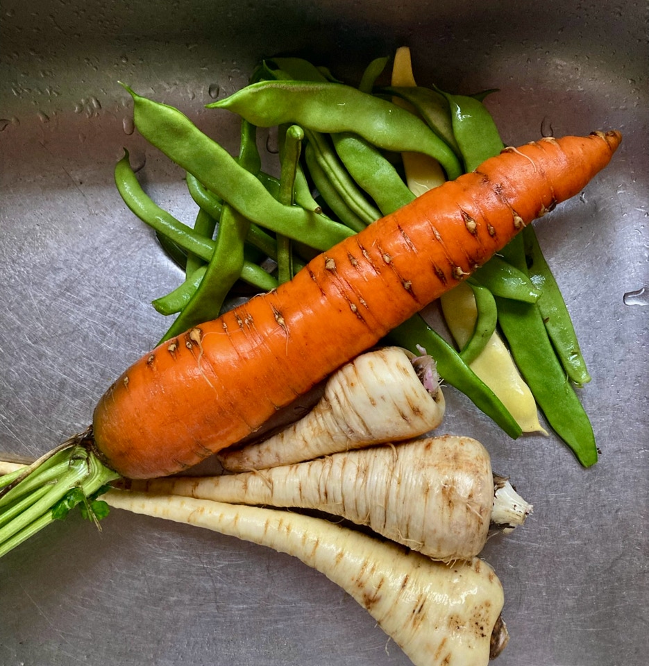 Carrot beans parsnips